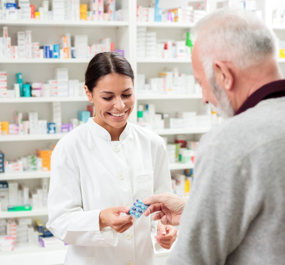 pharmacist with customer